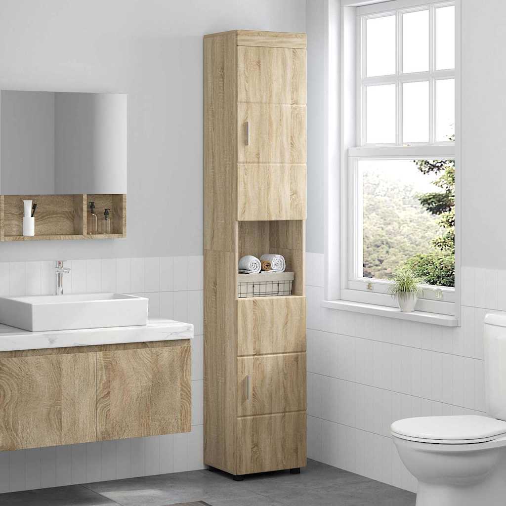 Badezimmer Schrank TULUM Sonoma-Eiche 37 x 31,5 x 203 cm